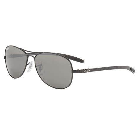 ray-ban rb8301 polarised carbon fibre pilot sunglasses black